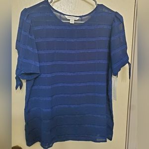 Counterparts Women's Navy Bow Tie Sleeve Blouse Sz Medium